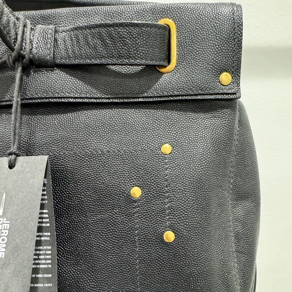JEROME DREYFUSS Carlos Handbag Black Pebble Leather NWT
